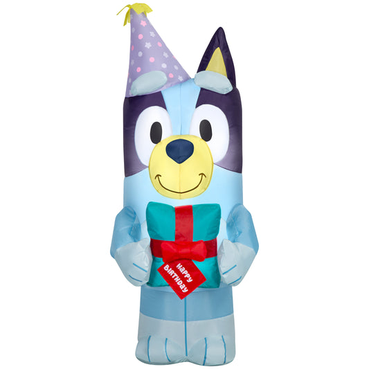 Gemmy Airblown Inflatable Birthday Bluey, 3.5 ft Tall, Blue