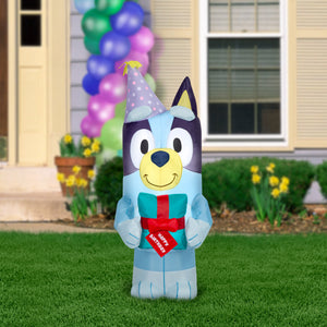 Gemmy Airblown Inflatable Birthday Bluey, 3.5 ft Tall, Blue