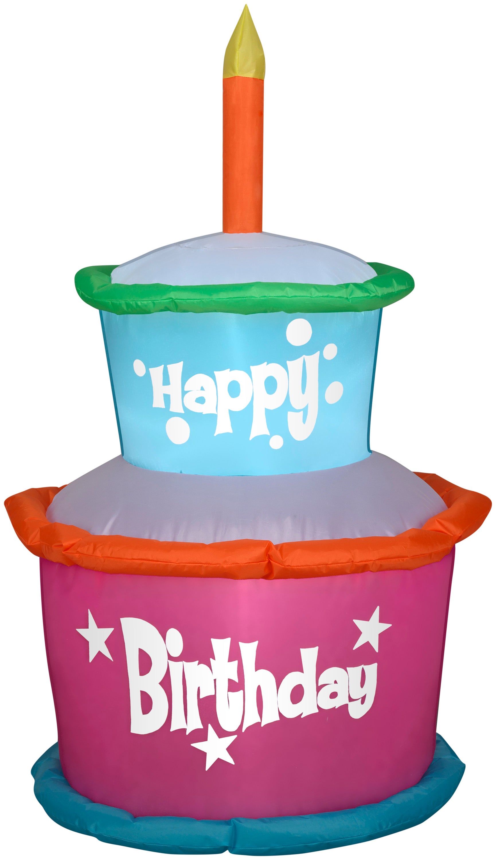 Gemmy Airblown Inflatable Birthday Cake with Candle, 3.5 ft Tall, Pink