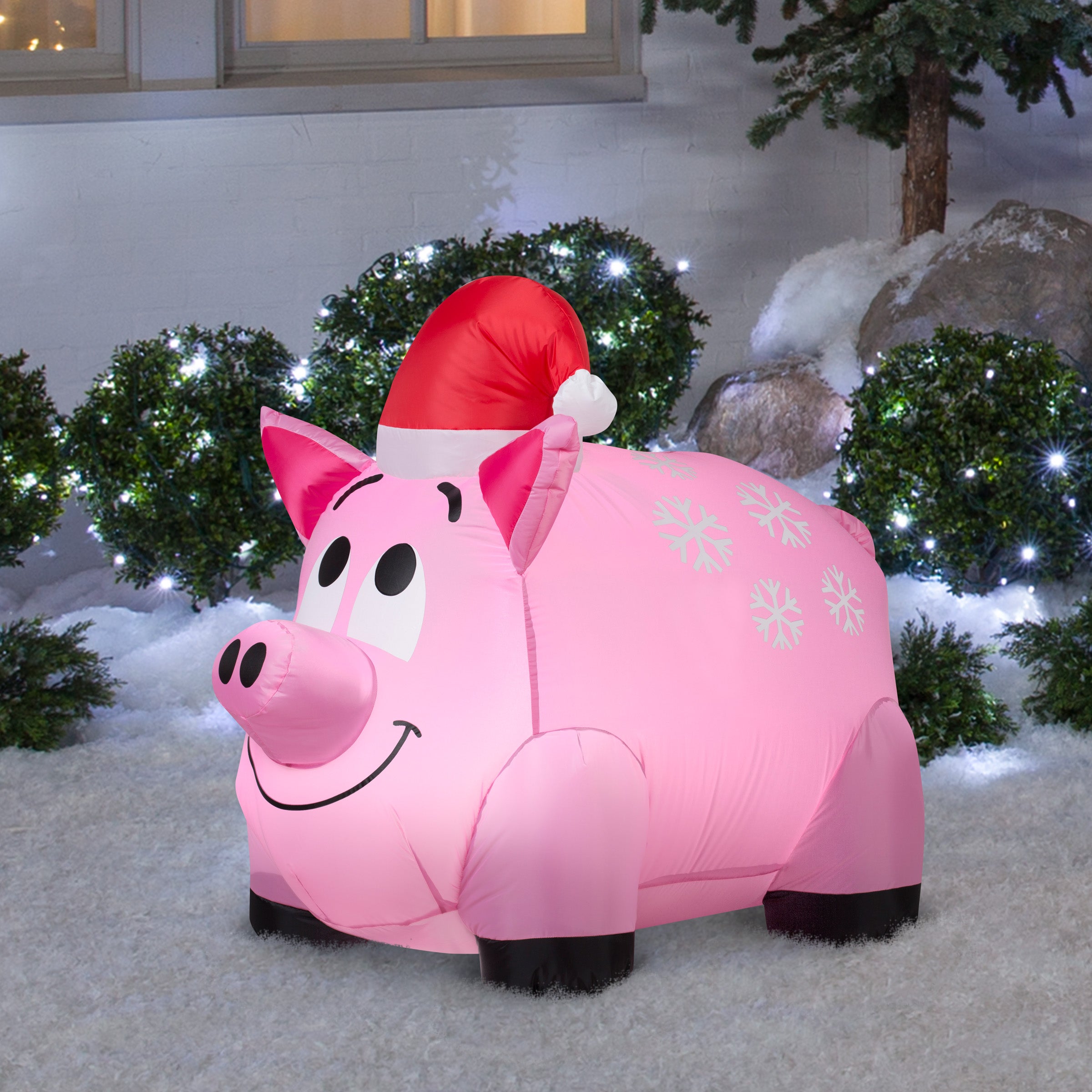 Gemmy Snowflakes and Pig Christmas Inflatable