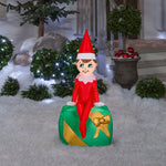 Load image into Gallery viewer, 3.5&#39; Airblown Elf on Present - Elf on the Shelf Christmas Inflatable
