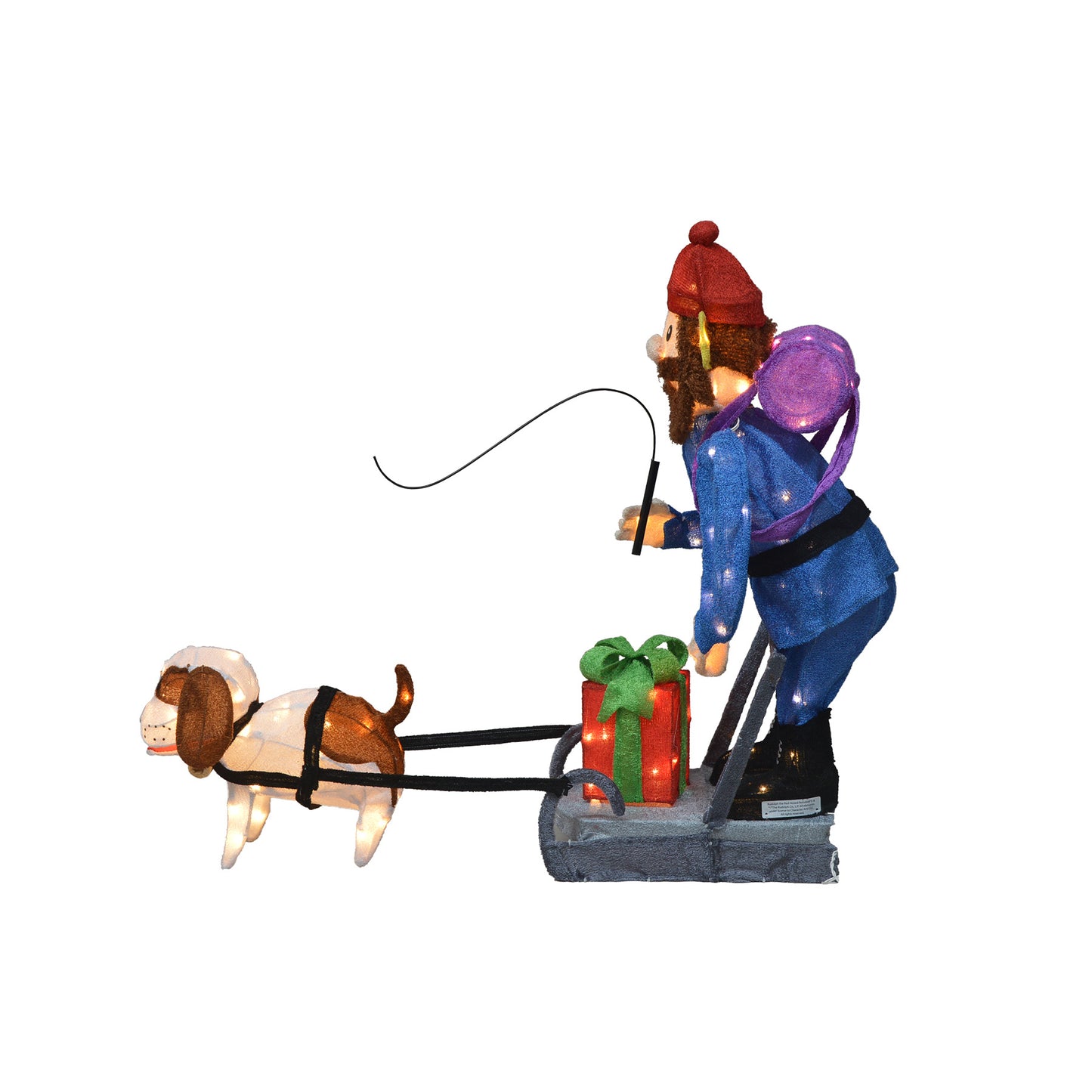 ProductWorks 34IN RUDOLPH 3D PRE LIT LED YARD ART STANDING YUKON AND DOG, Blue