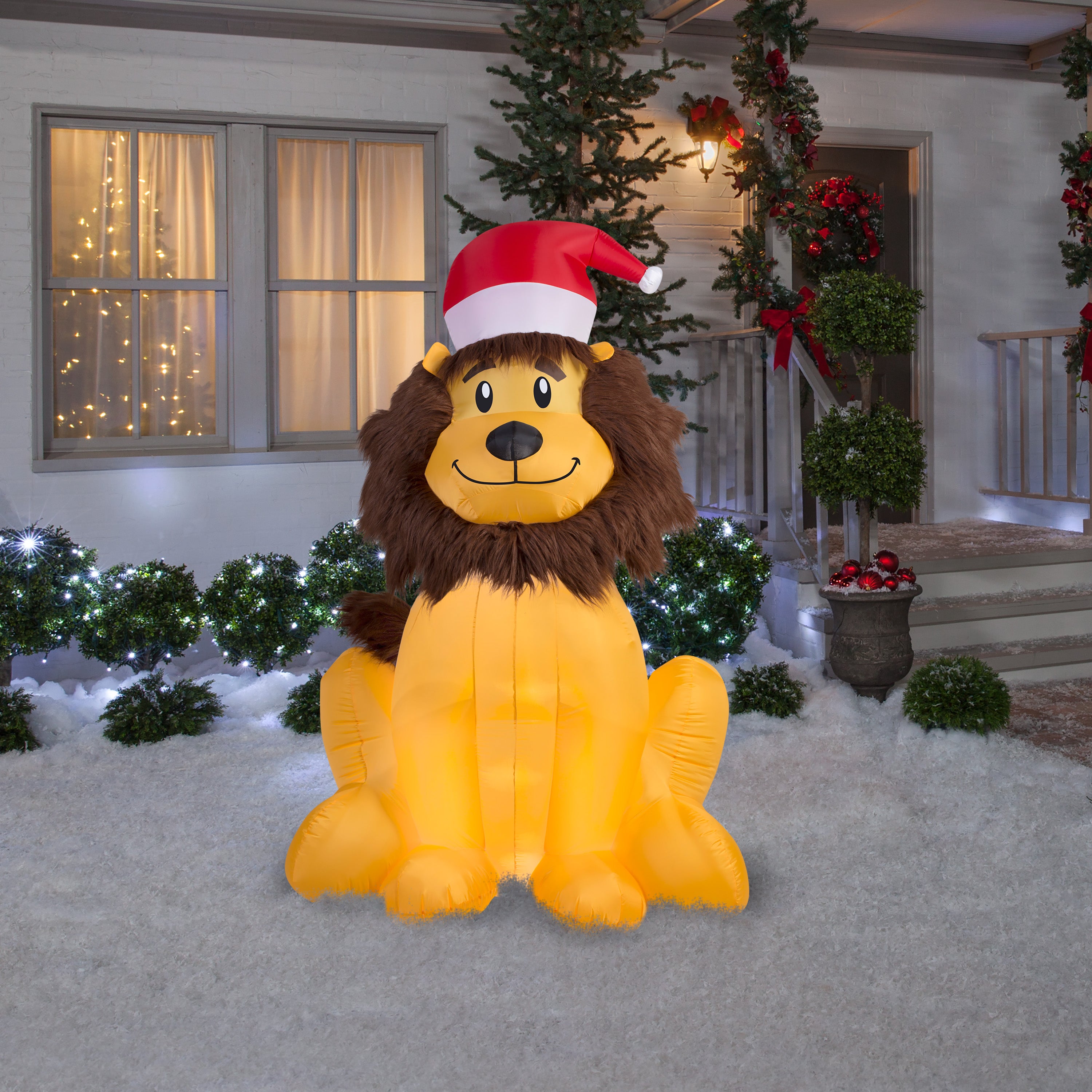 6' Airblown Mixed Media Lion Christmas Inflatable