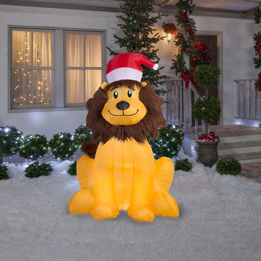 6' Mixed Media Lion Christmas Inflatable lifestyle