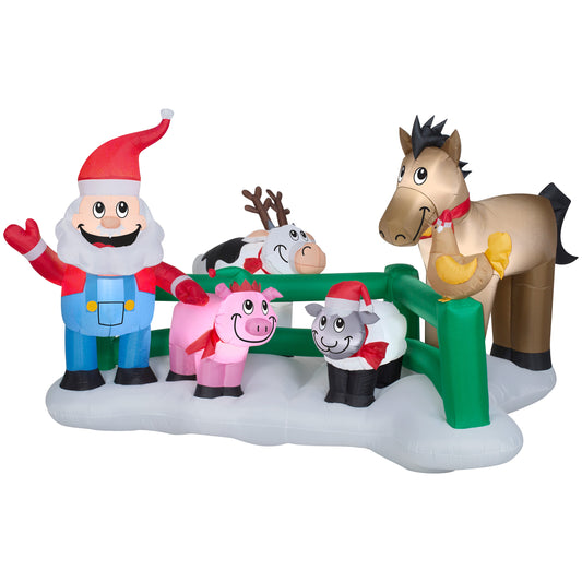 9' Wide Santa Farm Scene Christmas Inflatable
