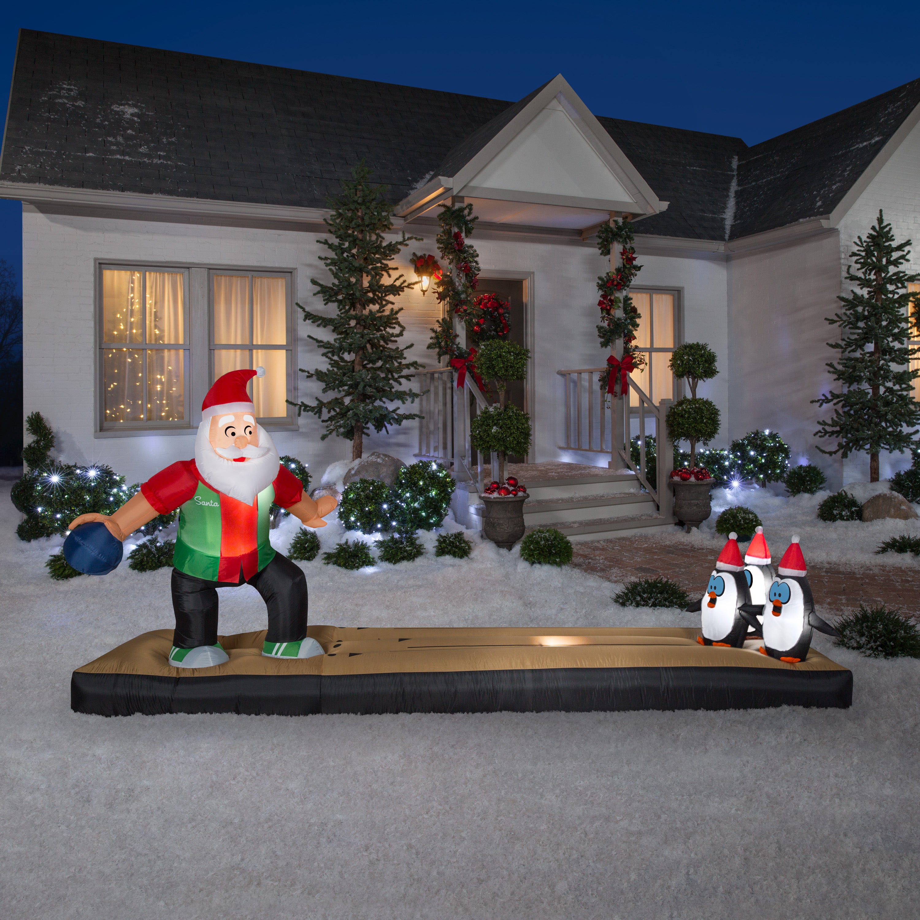 5' Airblown Santa Bowling Scene Christmas Inflatable