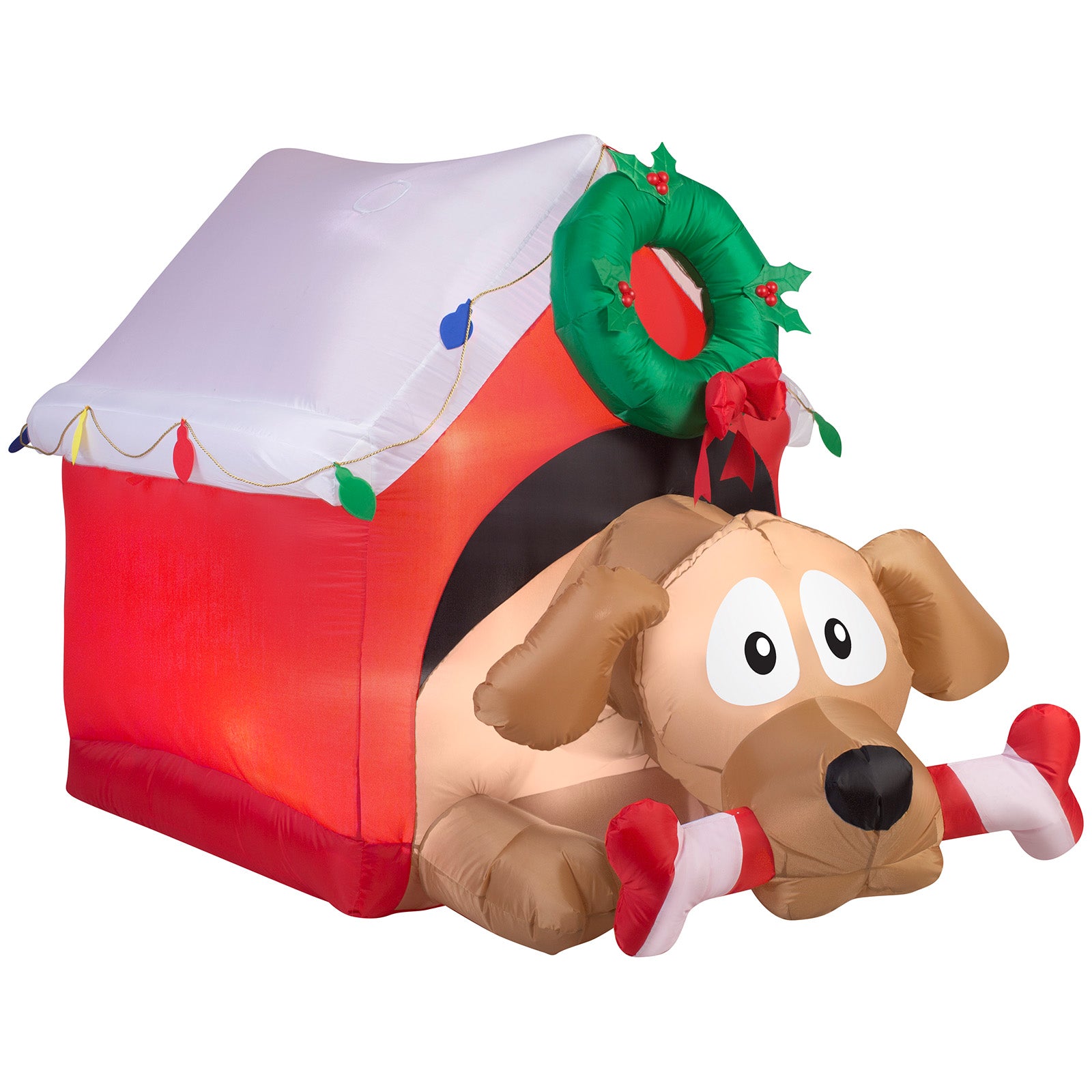 3.5' Animated Airblown Dog w/Candy Cane Bone Christmas Inflatable