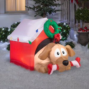 3.5' Animated Airblown Dog w/Candy Cane Bone Christmas Inflatable