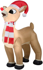 Load image into Gallery viewer, Gemmy Christmas Airblown Inflatable Standing rudolph w/Santa Hat &amp; Scarf, 3.5 ft Tall, Brown
