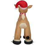 Load image into Gallery viewer, Gemmy Christmas Airblown Inflatable Standing rudolph w/Santa Hat &amp; Scarf, 3.5 ft Tall, Brown
