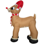 Load image into Gallery viewer, Gemmy Christmas Airblown Inflatable Standing rudolph w/Santa Hat &amp; Scarf, 3.5 ft Tall, Brown
