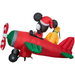 Load image into Gallery viewer, Gemmy Animated Airblown Inflatable Mickey and Pluto Clubhouse Airplane Scene w/LEDs Disney , 4.5 ft Tall
