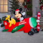 Load image into Gallery viewer, Gemmy Animated Airblown Inflatable Mickey and Pluto Clubhouse Airplane Scene w/LEDs Disney , 4.5 ft Tall
