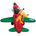 Load image into Gallery viewer, Gemmy Animated Airblown Inflatable Mickey and Pluto Clubhouse Airplane Scene w/LEDs Disney , 4.5 ft Tall

