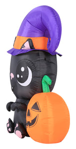 Occasions 4.5' INFLATABLE CAT WITH PUMPKIN, 3.5 ft Tall, Multicolored