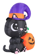 Load image into Gallery viewer, Occasions 4.5&#39; INFLATABLE CAT WITH PUMPKIN, 3.5 ft Tall, Multicolored
