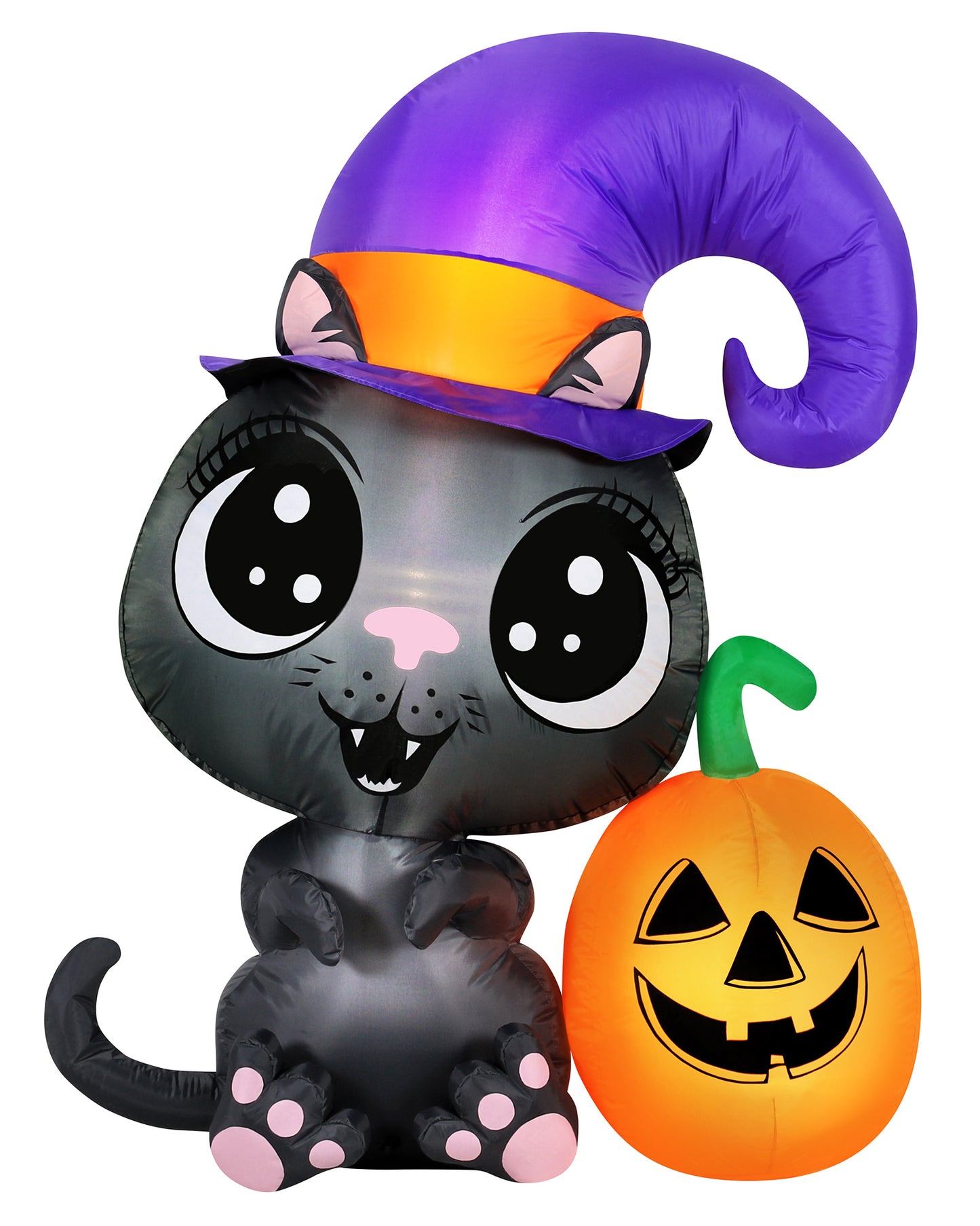Occasions 4.5' INFLATABLE CAT WITH PUMPKIN, 3.5 ft Tall, Multicolored