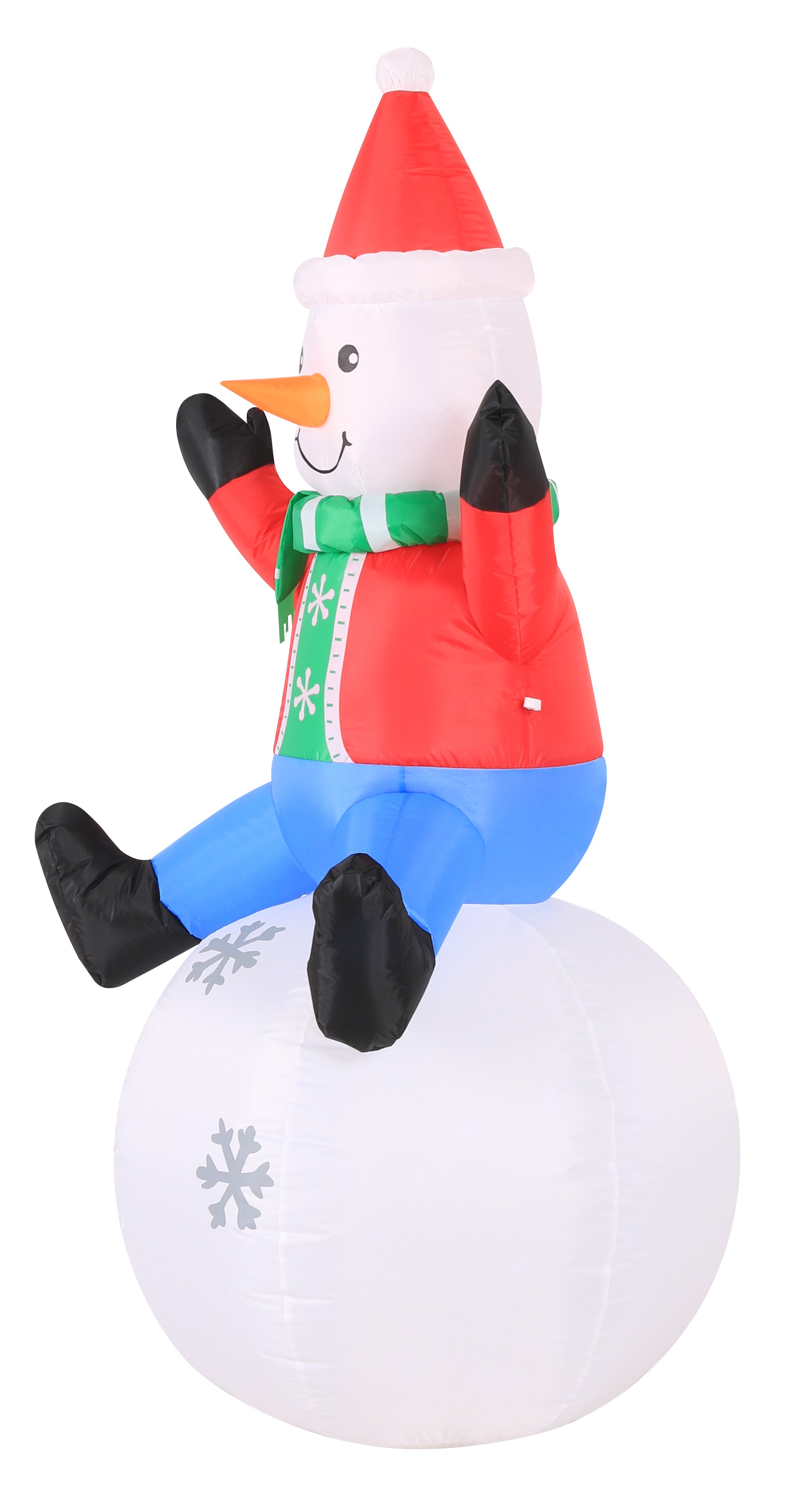 Occasions 5' INFLATABLE SNOWMAN ON SWIRLING LIGHTS SNOWBALL,  Tall, Multicolored