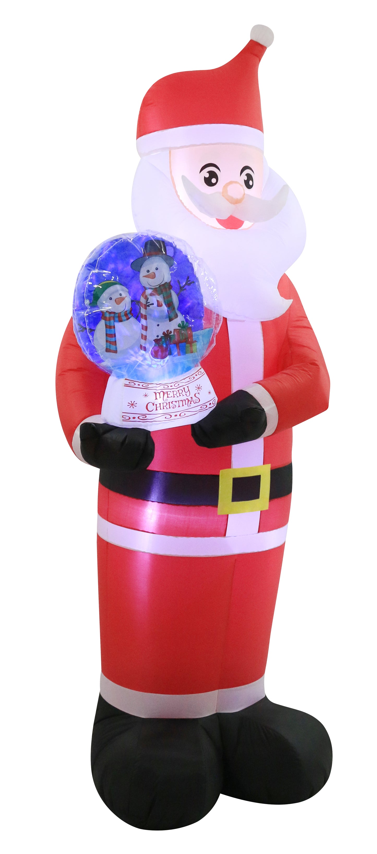 Occasions 8' INFLATABLE SANTA HOLDING SWIRLING LIGHTS SNOW GLOBE,  Tall, Multicolored