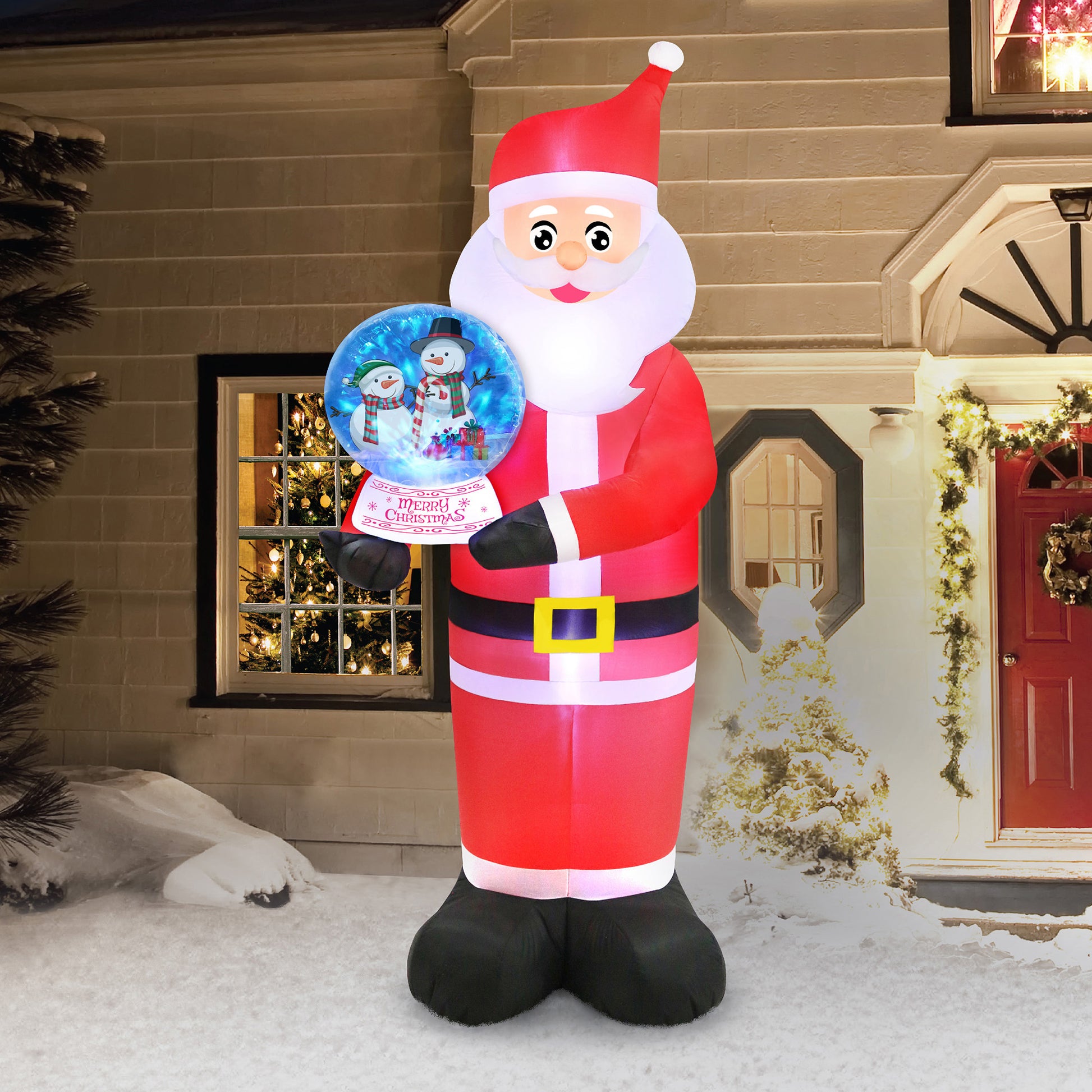 Occasions 8' INFLATABLE SANTA HOLDING SWIRLING LIGHTS SNOW GLOBE,  Tall, Multicolored lifestyle