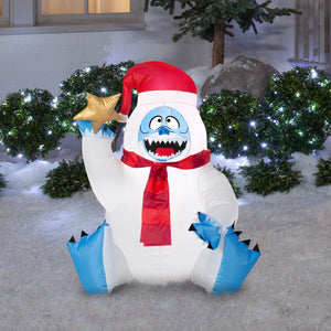 Rudolph the Red Nosed Reindeer Airblown Inflatable Sitting Bumble Holding Star Rudolph, 3 ft Tall