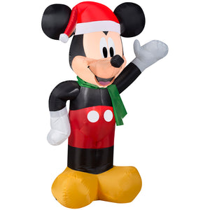 3.5' Airblown Mickey w/Santa Hat Disney Christmas Inflatable