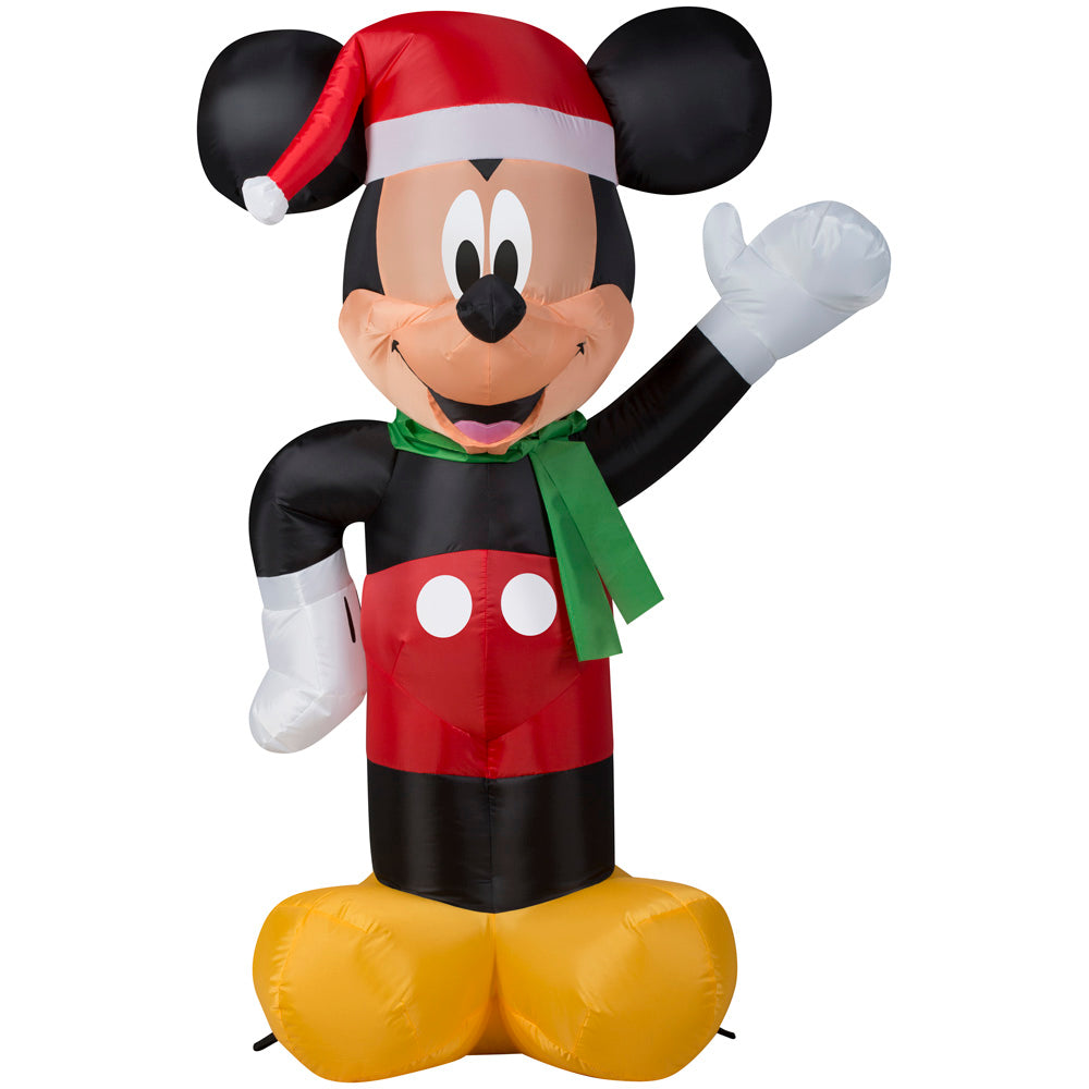 3.5' Mickey w/Santa Hat Disney Christmas Inflatable image 4