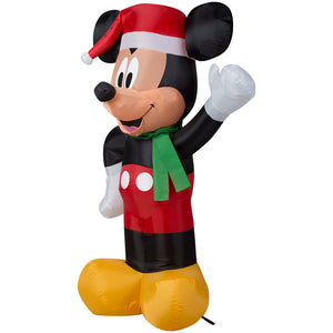 3.5' Airblown Mickey w/Santa Hat Disney Christmas Inflatable