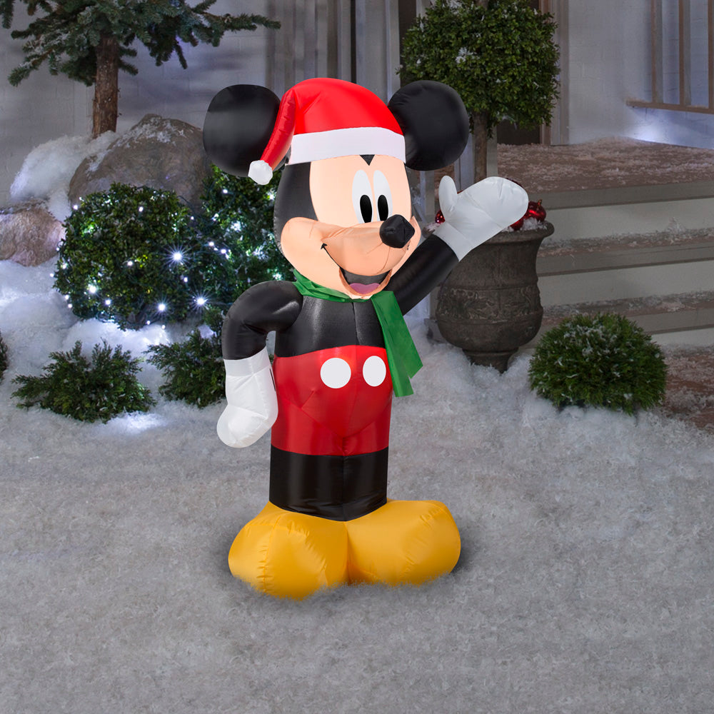 3.5' Mickey w/Santa Hat Disney Christmas Inflatable lifestyle