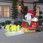 Load image into Gallery viewer, Gemmy 8&#39; Airblown Inflatable Snoopy as Santa in Sleigh Scene
