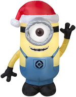 Load image into Gallery viewer, 3.5&#39; Airblown Minion Stuart w/Santa Hat Universal Christmas Inflatable
