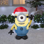 Load image into Gallery viewer, 3.5&#39; Airblown Minion Stuart w/Santa Hat Universal Christmas Inflatable
