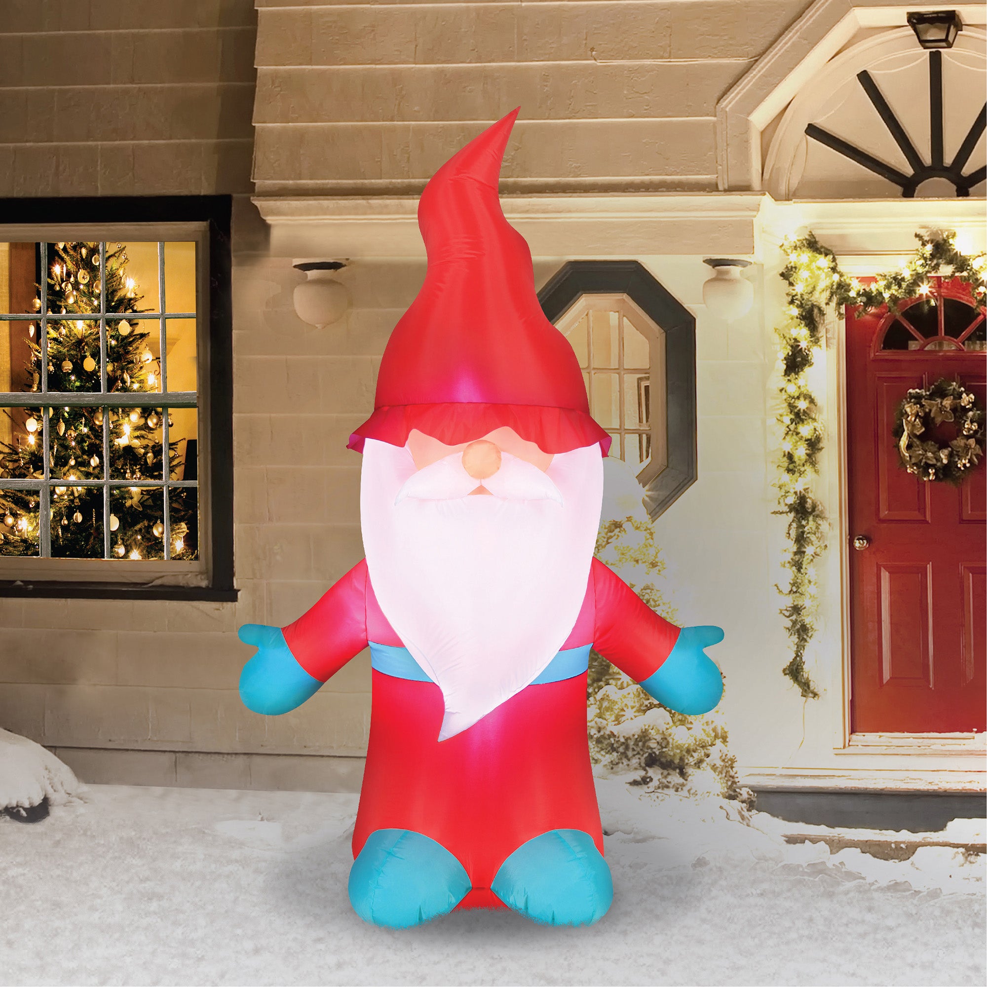 Occasions AIRFLOWZ INFLATABLE CHRISTMAS GNOME  6 FT, ft Tall, Red