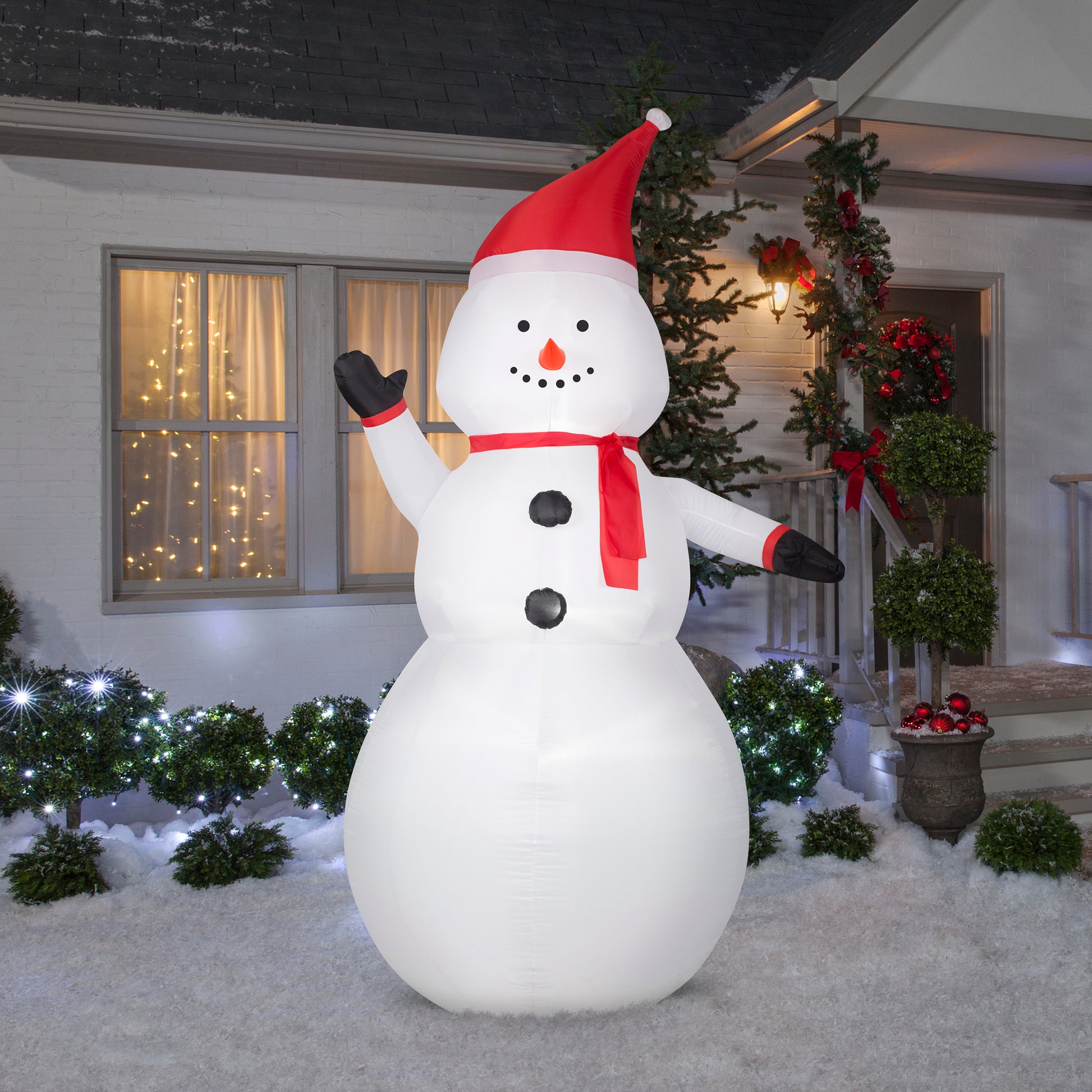 8-Ft Snowman with Santa Hat Christmas Inflatable lifestyle