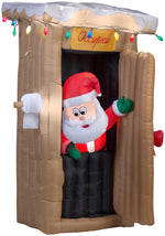 Load image into Gallery viewer, 6&#39; Animated Airblown Santa Coming out of the Outhouse Christmas Inflatable
