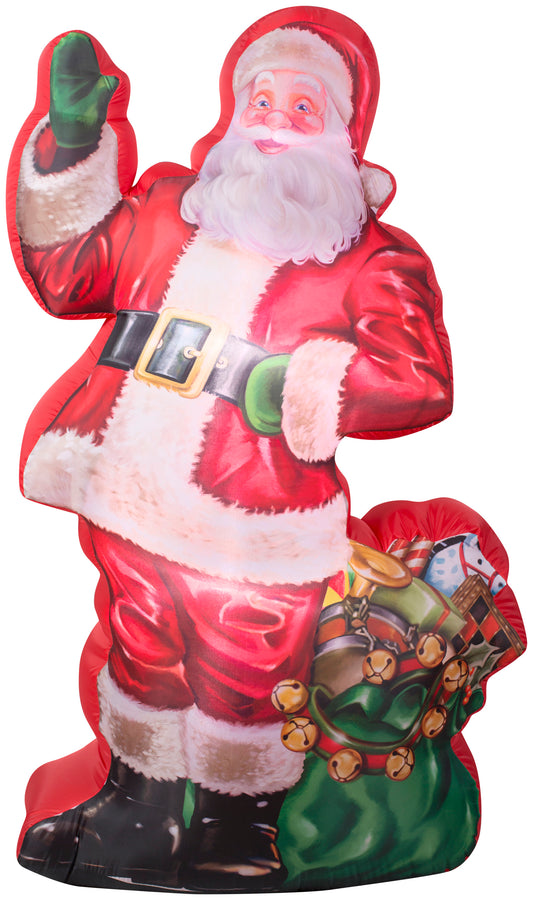 7' Photorealistic Illustrated Santa with Gift Bag Christmas Inflatable