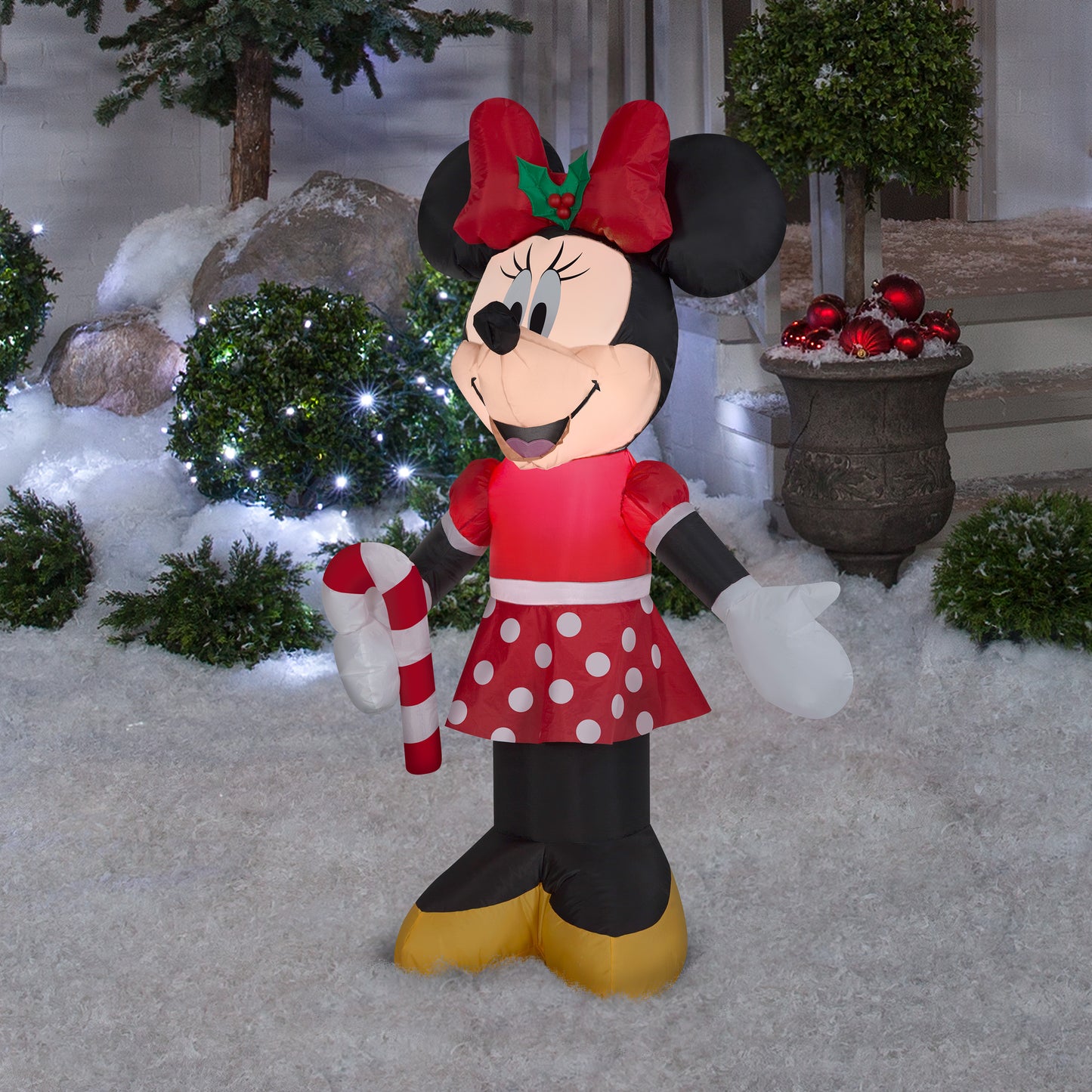 3' Airblown-Minnie Holding Candy Cane Disney Christmas Inflatable lifestyle
