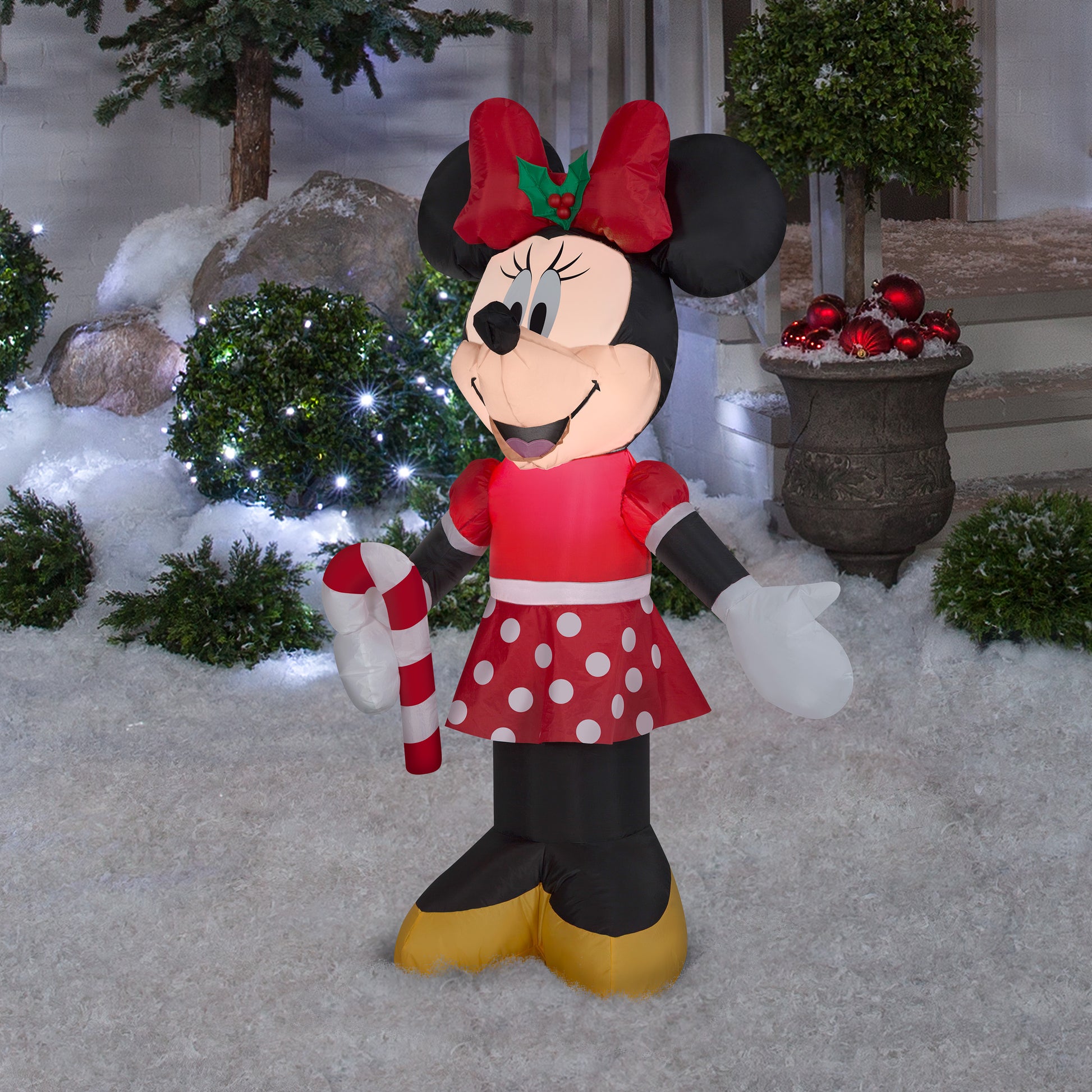 3' Airblown-Minnie Holding Candy Cane Disney Christmas Inflatable lifestyle