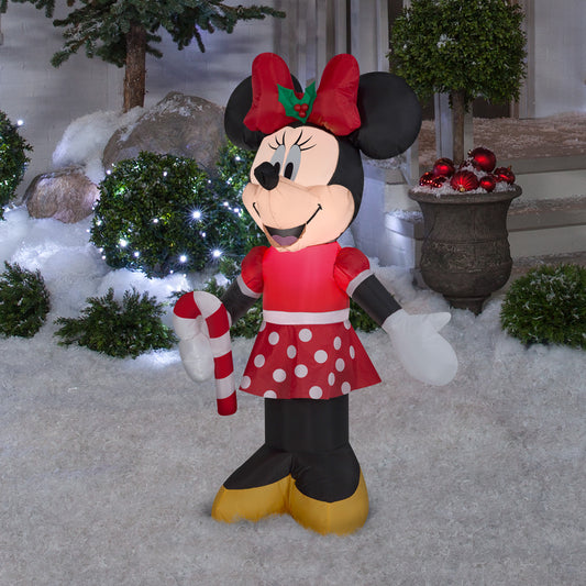 3' Airblown-Minnie Holding Candy Cane Disney Christmas Inflatable lifestyle