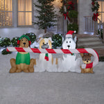 Load image into Gallery viewer, 3.5&#39; Airblown Puppies sharing a Big Candy Cane Christmas Inflatable
