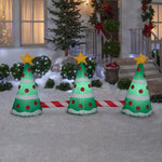 Load image into Gallery viewer, Christmas Inflatable 3 Christmas Trees w/ Star Airblown Pathway Marker
