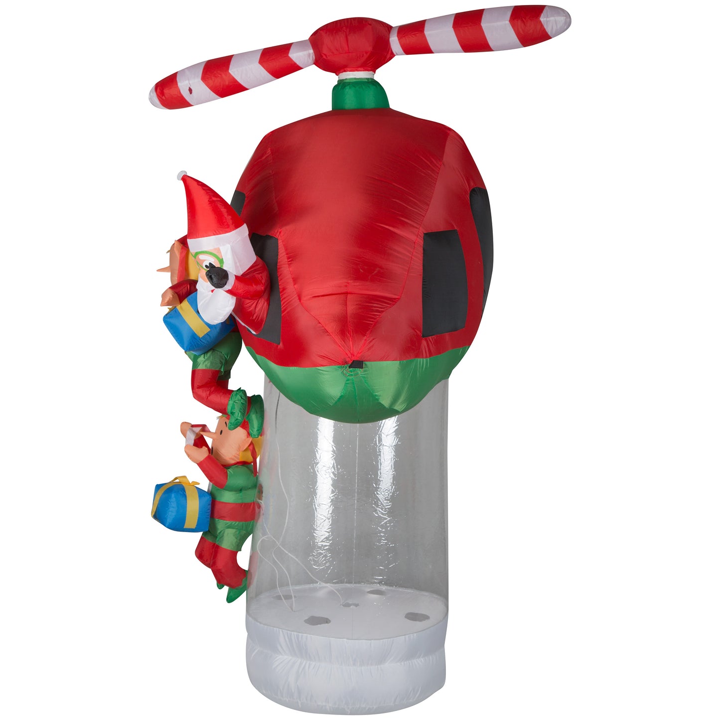 9.5' Wide Animated Airblown-Santa and Elves in Helicopter Scene Christmas Inflatable image 3