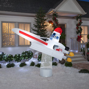 Gemmy Christmas Airblown Inflatable Inflatable Star Wars X Wing with R2 D2™, 6 ft Tall, white