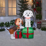 Load image into Gallery viewer, 5&#39; Airblown Puppies Gift Scene Christmas Inflatable

