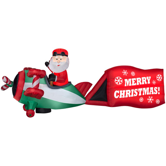 16' Wide Santa on Airplane Christmas Inflatable