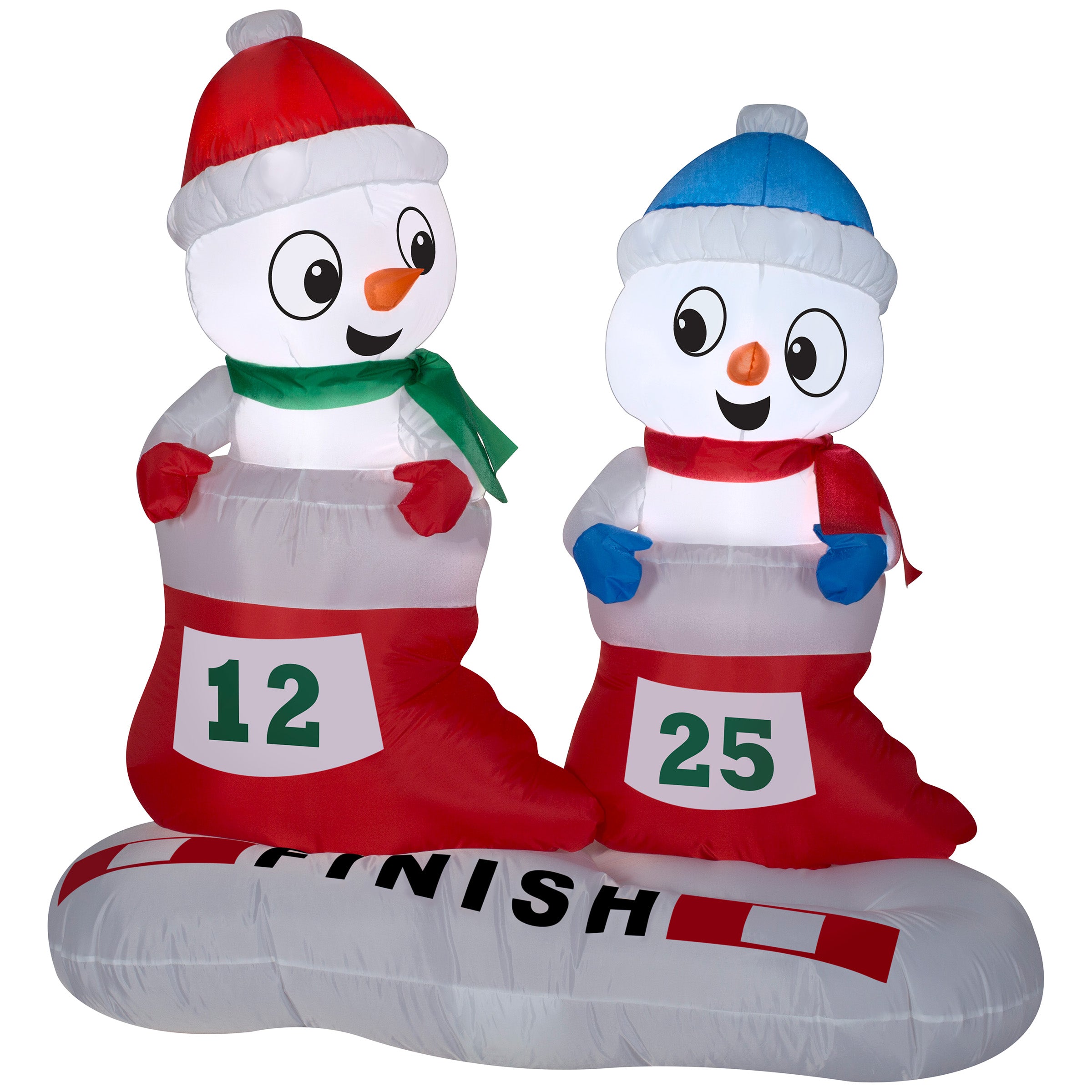 4' Airblown Snowman in Stocking Races Christmas Inflatable