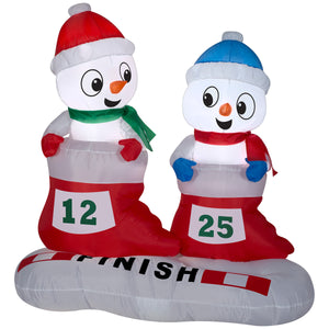 4' Airblown Snowman in Stocking Races Christmas Inflatable
