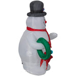 Load image into Gallery viewer, Gemmy Christmas Airblown Inflatable Frosty Holding Wreath WB, 3.5 ft Tall, White
