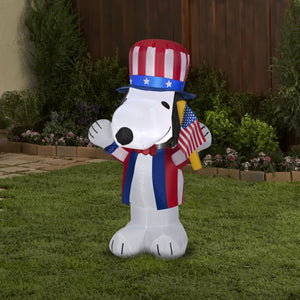 Gemmy Airblown Inflatable Patriotic Snoopy, 3.5 ft Tall