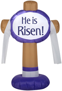 Gemmy Airblown Outdoor “He Is Risen” Easter Sign , 3.5 ft Tall, brown